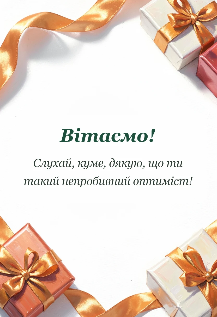 листівка з побажанням - слова подяки куму