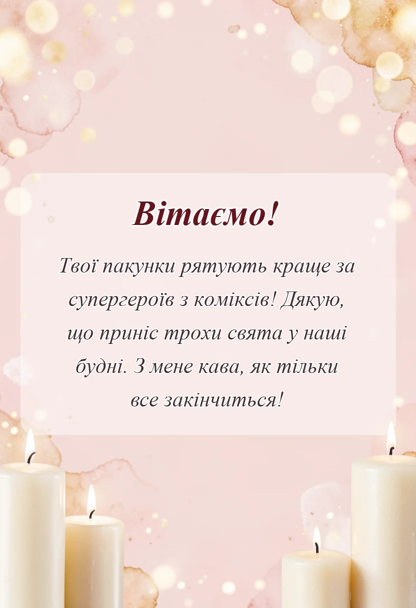 красива листівка: подяка за гуманітарну допомогу своїми словами