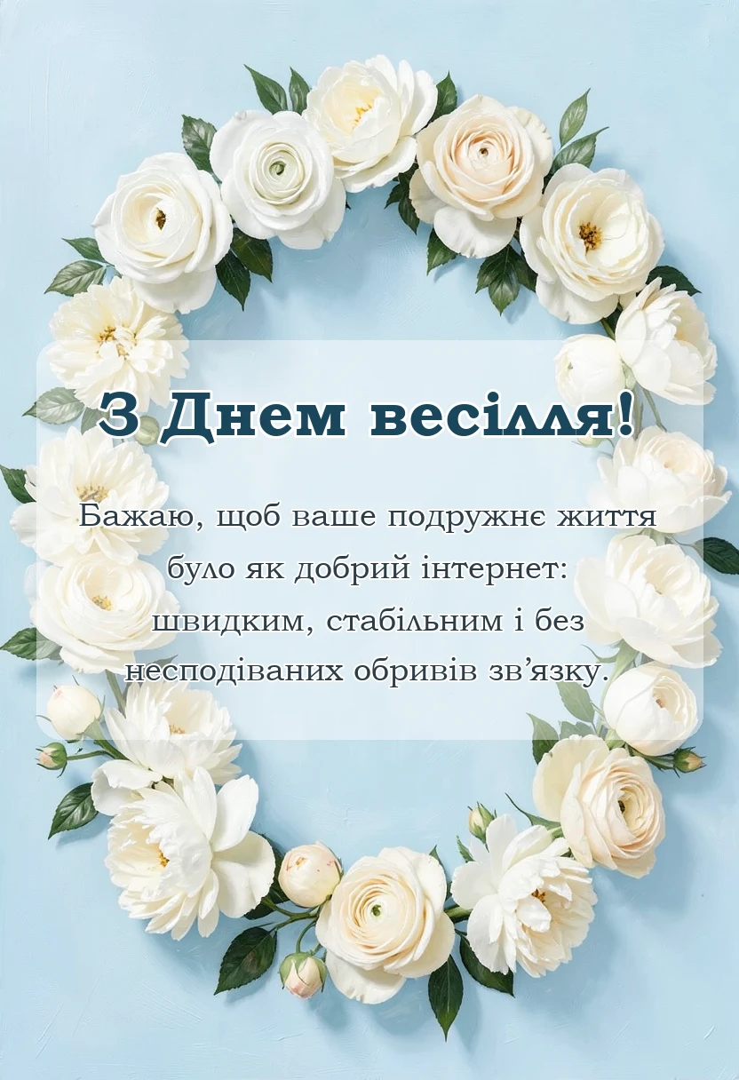 вітальна листівка - побажання в день весілля