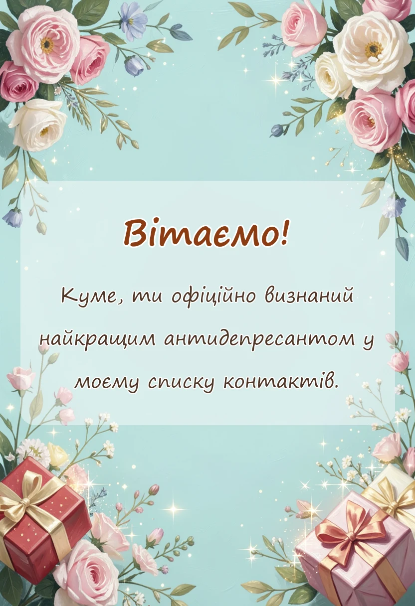 вітальна листівка - подяка куму своїми словами