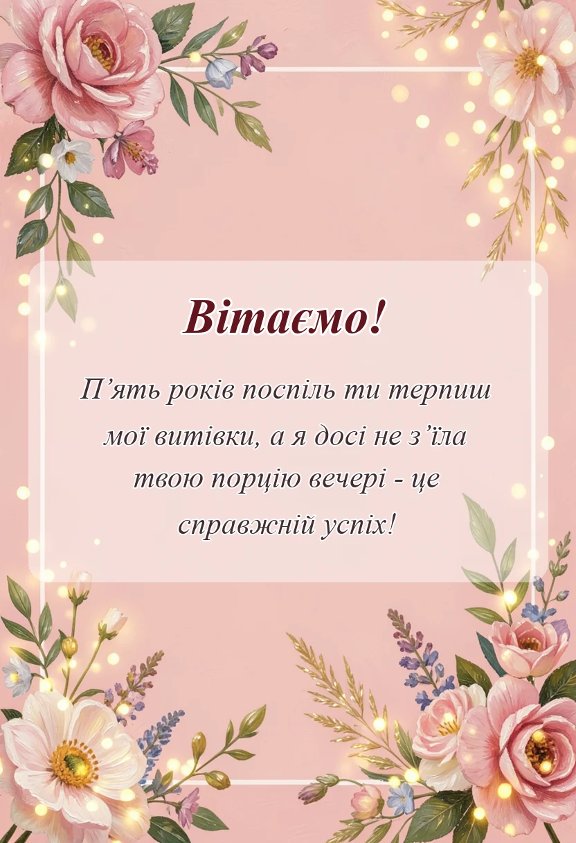 листівка з побажанням - привітання з роковиною весілля чоловіку своїми словами