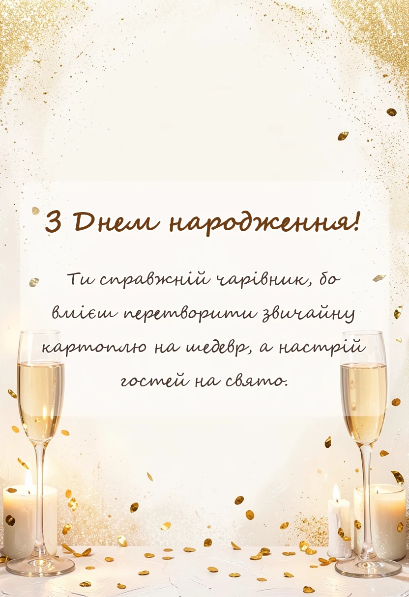 унікальна листівка - привітання кухаря з днем народження