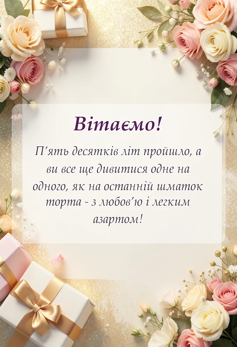вітальна листівка - віршовані привітання з золотим весіллям