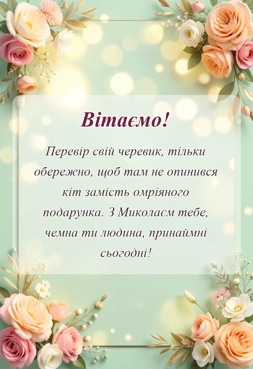 вітальна листівка - привітання з миколаєм