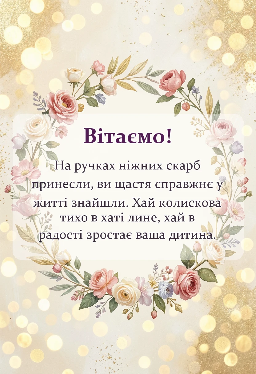 унікальна листівка - привітання з випискою з пологового будинку