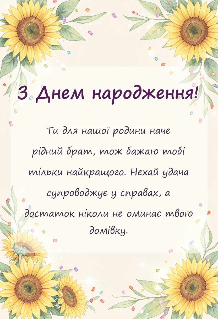 вітальна листівка - привітання з днем народження шурину
