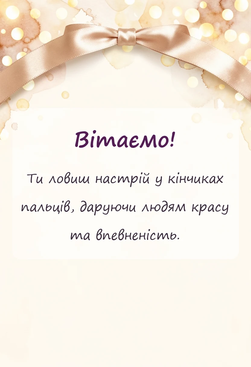 красива листівка: привітання з днем перукаря