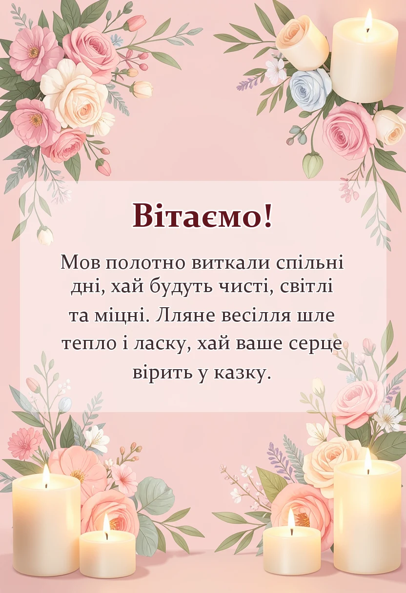 унікальна листівка - привітання з річницею весілля 4 роки льняне весілля