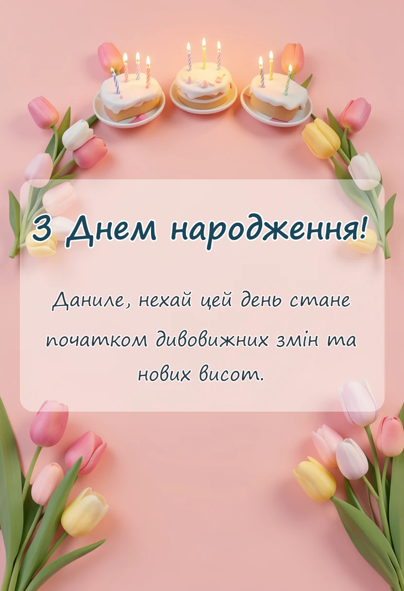 вітальна листівка - привітання з днем народження дані