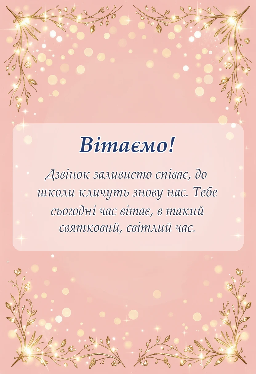 красива листівка: привітання з 1 вересня дитині