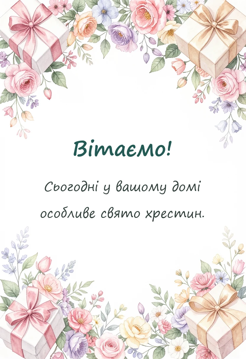 вітальна листівка - привітання з хрестинами