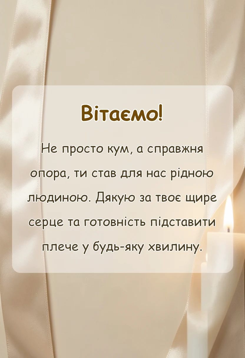 листівка з побажанням - подяка куму своїми словами