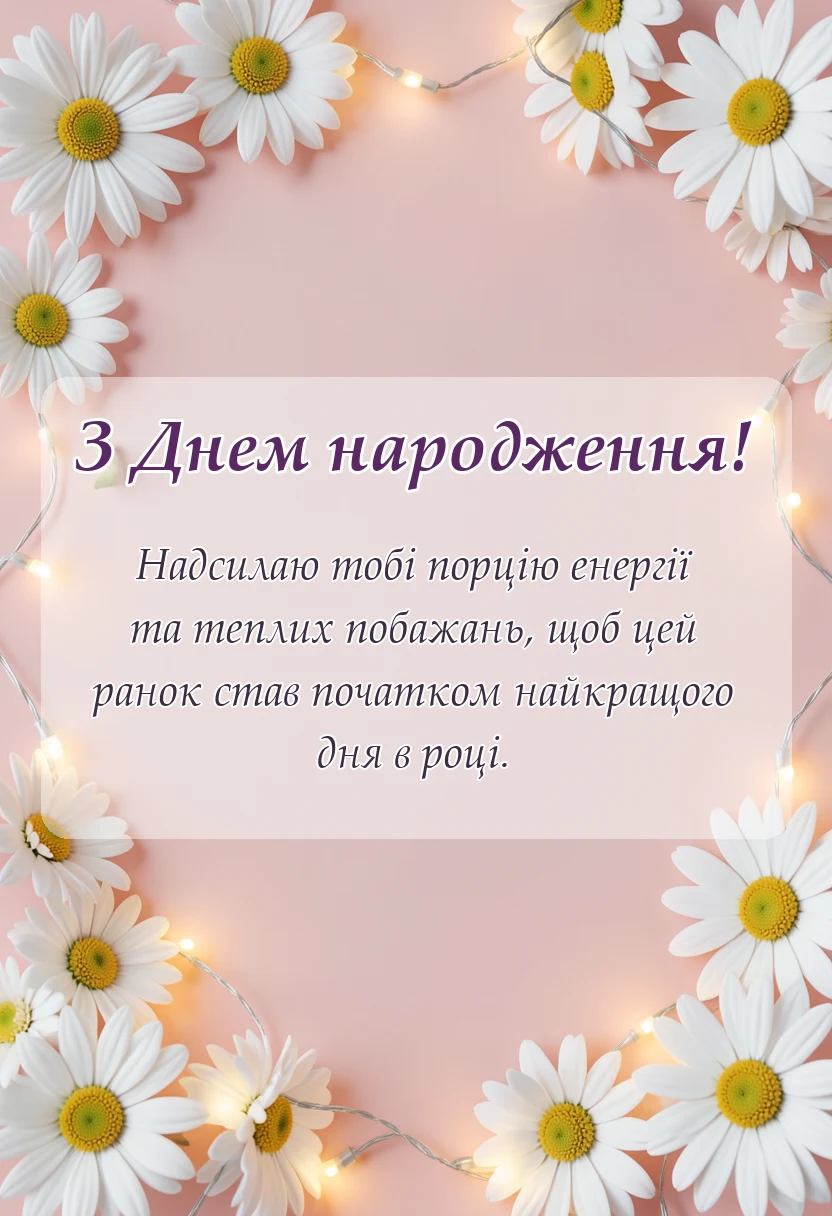 унікальна листівка - вітання з добрим ранком