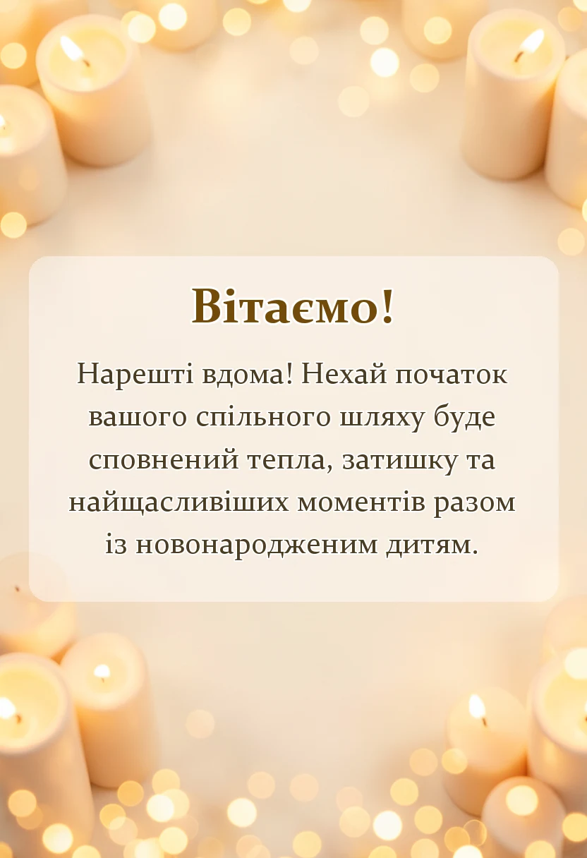листівка з побажанням - привітання з випискою з пологового будинку