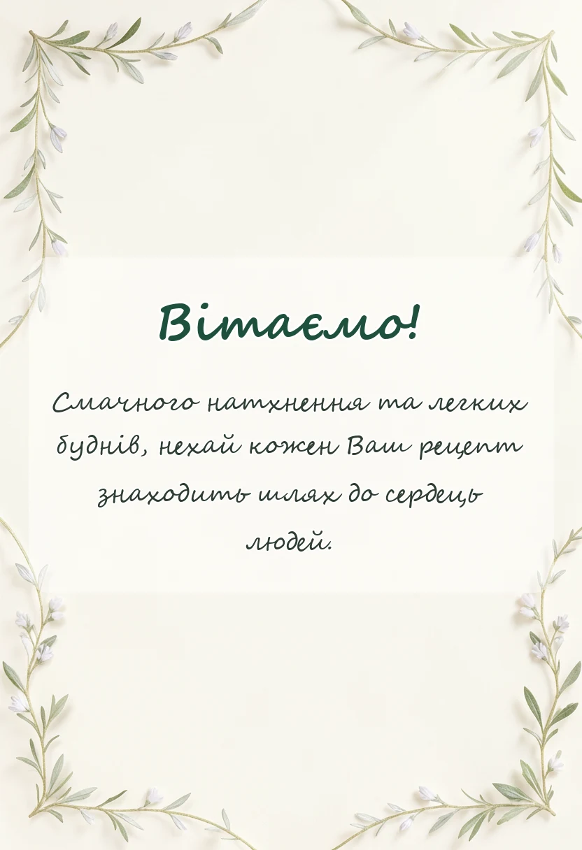 вітальна листівка - привітання з днем кухаря