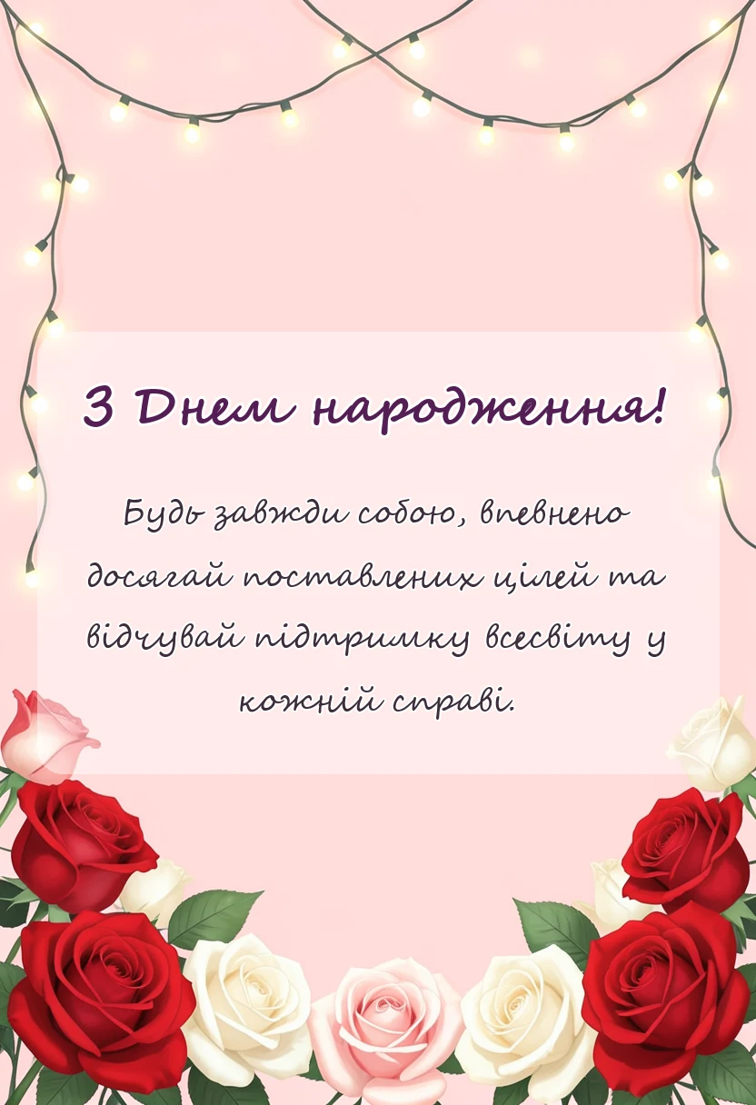 листівка з побажанням - привітання з днем народження похресниці