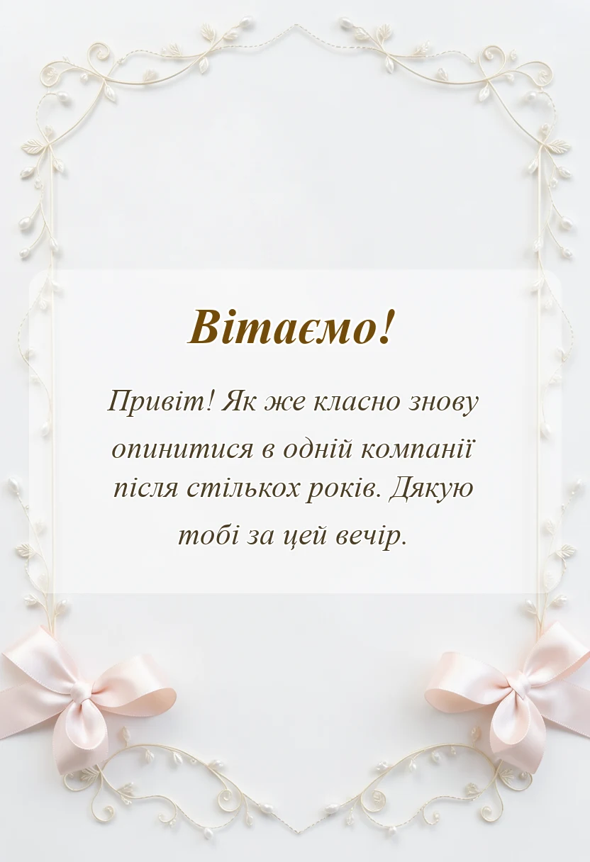 унікальна листівка - привітання на зустріч однокласників