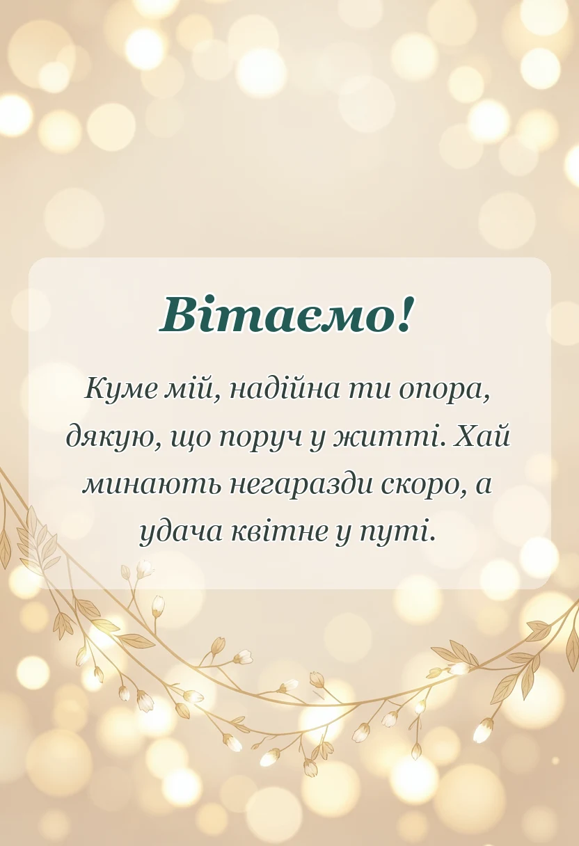 вітальна листівка - слова подяки куму