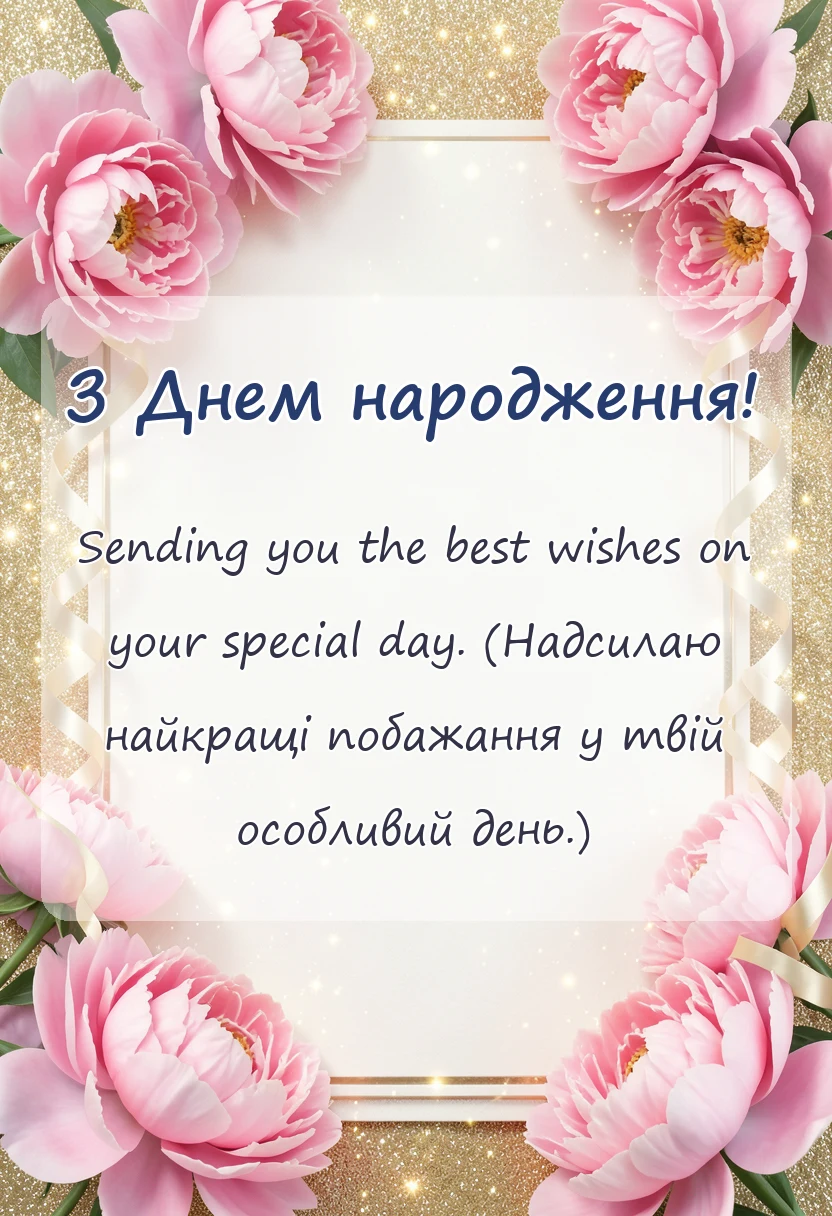 вітальна листівка - вітання з днем народження англійською з перекладом