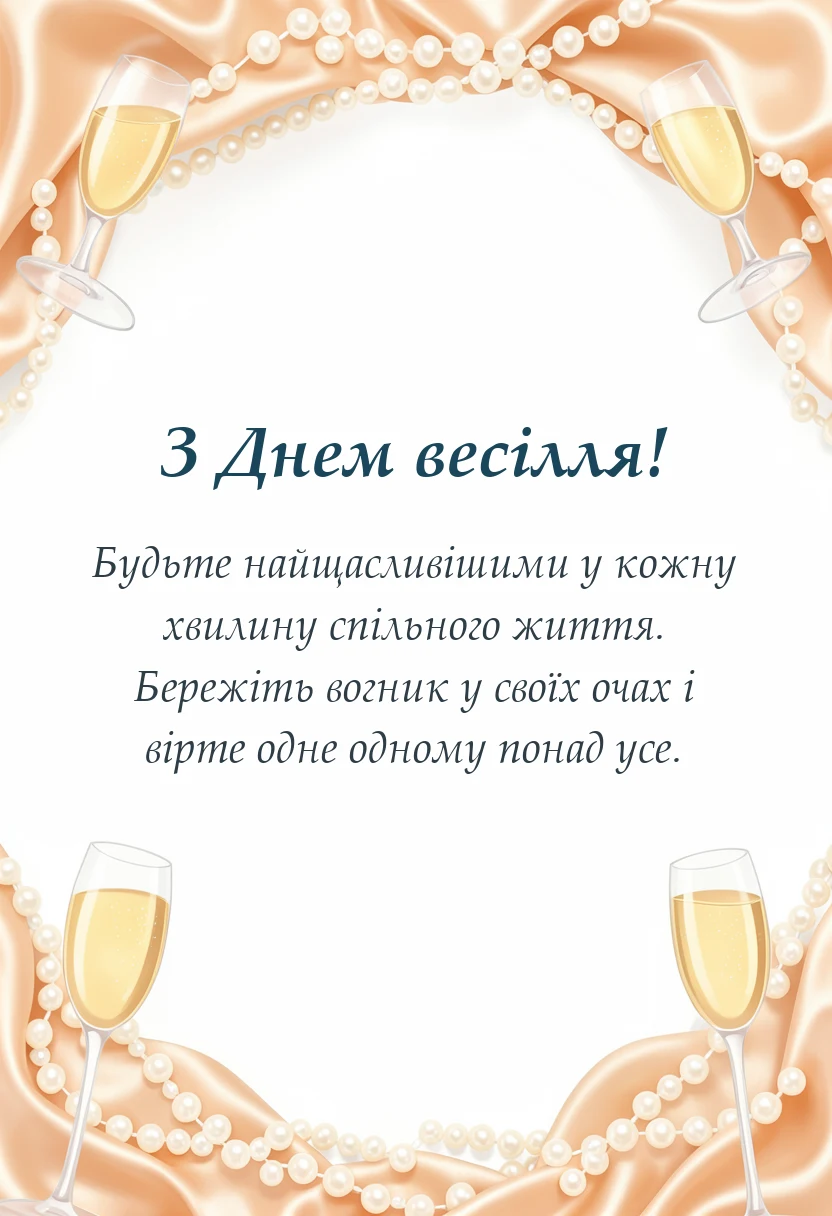 листівка з побажанням - побажання в день весілля
