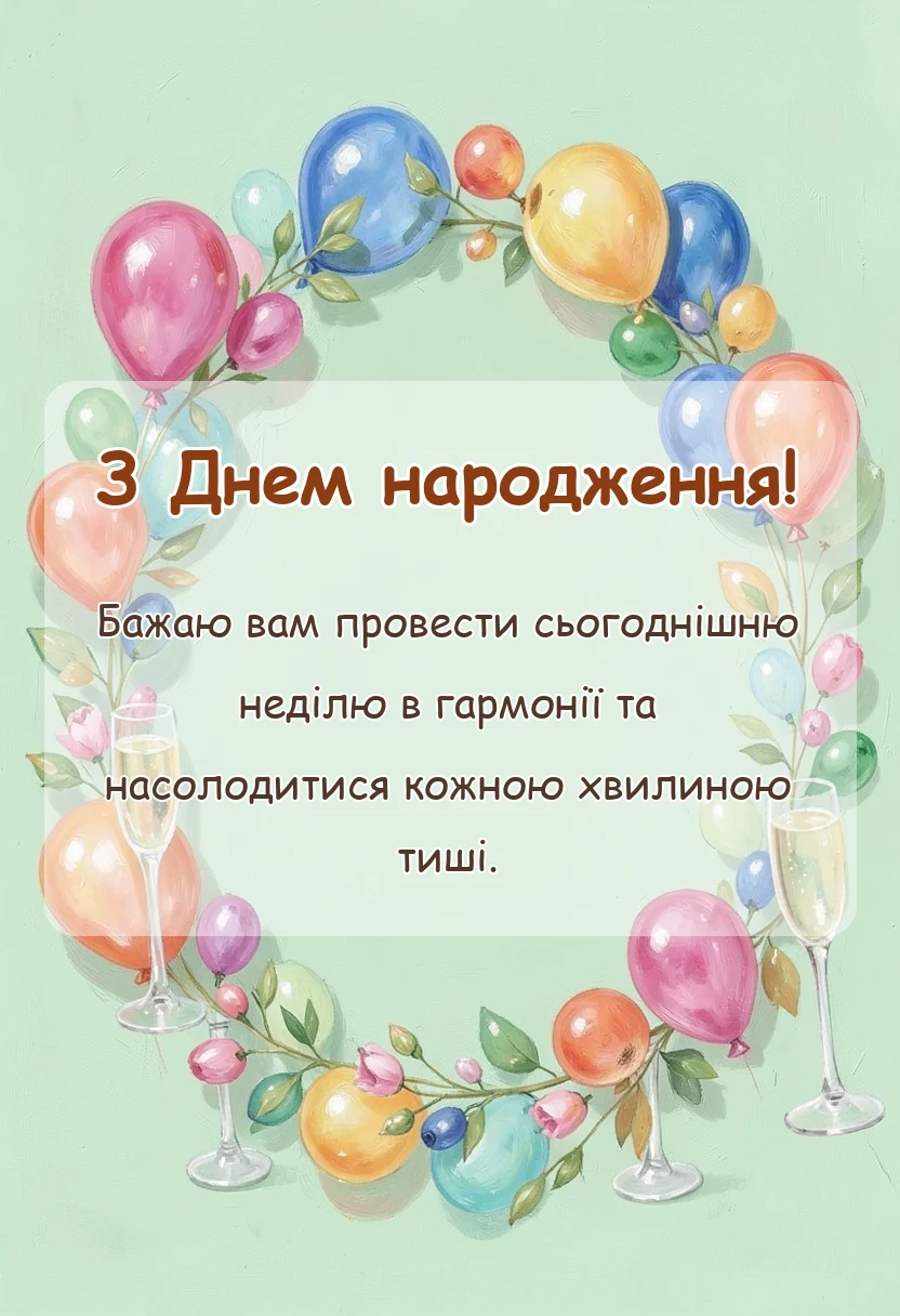 вітальна листівка - побажання гарного недільного дня