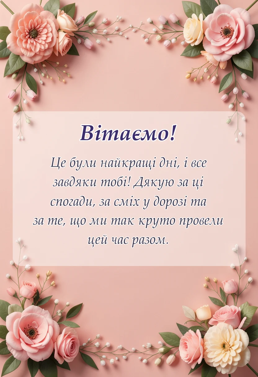 листівка з побажанням - подяка за поїздку своїми словами
