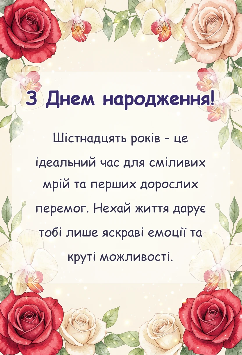 красива листівка: що можна побажати на 16 років