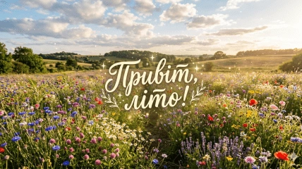 Квітуче поле з привітанням Привіт, літо!