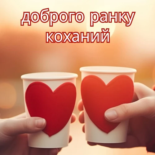 Два чашки з серцями на фоні сходу сонця