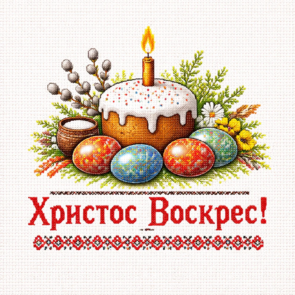 Великдень: торт, яйця та вітання Христос Воскрес!